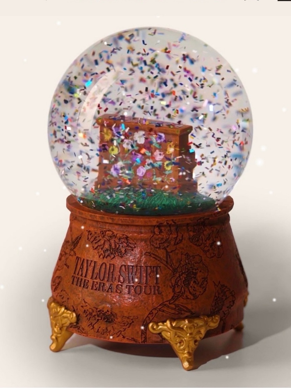 Taylor Swift Brown and Gold Eras Tour Decorative Snow Globe